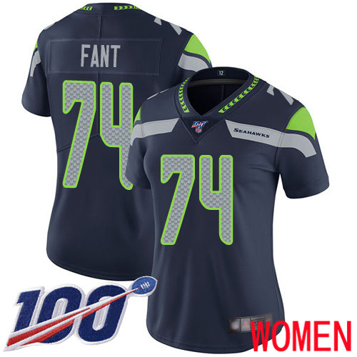 Seattle Seahawks Limited Navy Blue Women George Fant Home Jersey NFL Football #74 100th Season Vapor Untouchable->seattle seahawks->NFL Jersey